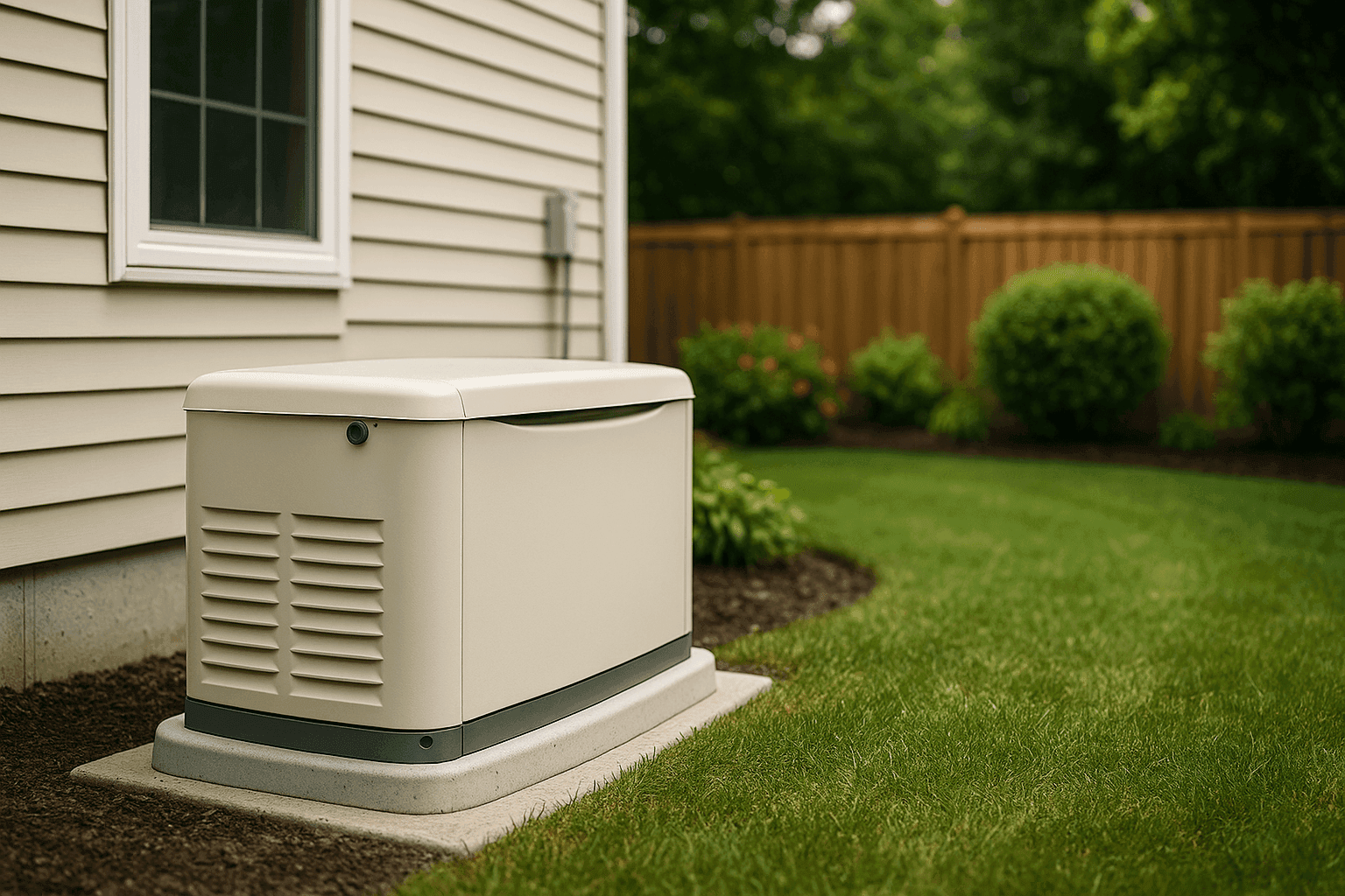 Backup generator installed outside a residential home